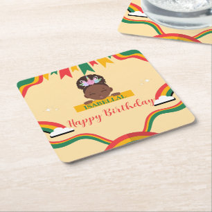 Dessous-de-verre Carré En Papier Cute afro licorne Africaine amérique filles Annive