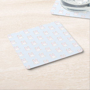 Dessous-de-verre Carré En Papier Cute Blue lapin lapin bleu clair amusant motif mod