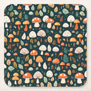 Dessous-de-verre Carré En Papier Cute champignons feuille cottage design
