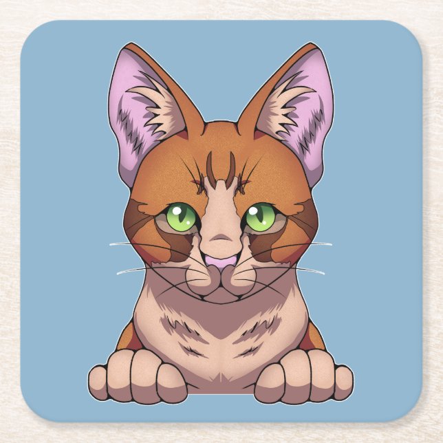 Dessous-de-verre Carré En Papier Cute chat (Devant)