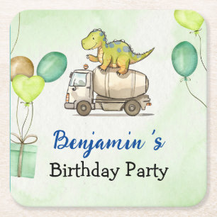 Dessous-de-verre Carré En Papier Cute dinosaure camion ciment Rainbow School Annive