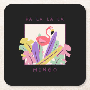 Dessous-de-verre Carré En Papier Cute Fa La Mingo Noël Falala Flamant rose de neige