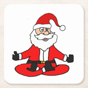 Dessous-de-verre Carré En Papier Cute Funny Santa Claus doing Yoga Christmas