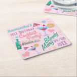 Dessous-de-verre Carré En Papier Cute Girly Custom 21st Birthday Cocktails<br><div class="desc">Des dessous de verre de cocktail chaotique et mignonette pour personnaliser avec le nom des filles d'anniversaire et la date de la fête.</div>