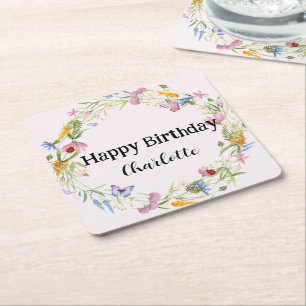 Dessous-de-verre Carré En Papier Cute Ladybug Butterfly Daisy floral Rustique Motif