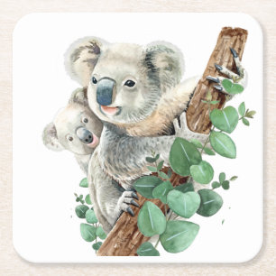 Dessous-de-verre Carré En Papier Cute Little Koala Oear Australian Animal Art