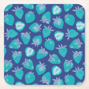 Dessous-de-verre Carré En Papier Cute motif de fraise bleu