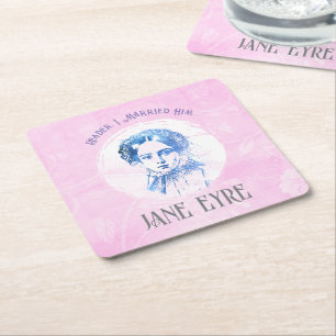 Dessous-de-verre Carré En Papier Cute Pink Jane Eyre Portrait Reader Je L'Ai Marié