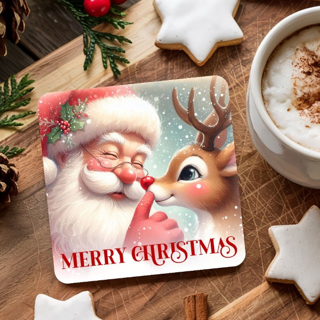 Dessous-de-verre Carré En Papier Cute Santa Rudolph Xmas Coaster Kids Cartoon Art (Cute Santa Rudolph Xmas Coaster Kids Cartoon Art

)
