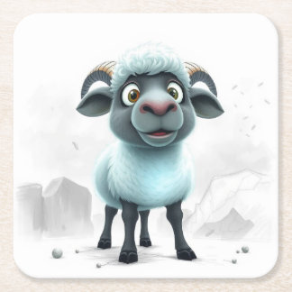 Dessous-de-verre Carré En Papier Cute Sheep Cozy Design
