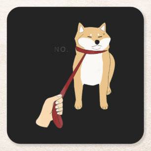 Dessous-de-verre Carré En Papier Cute shiba inu Nope chien drôle design
