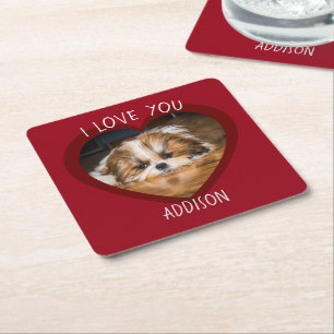 Dessous-de-verre Carré En Papier Cute shih tzu love Saint Valentin