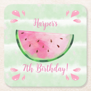 Dessous-de-verre Carré En Papier Cute Watermelon fête d'anniversaire
