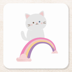 Dessous-de-verre Carré En Papier Cutie Kitten Chat
