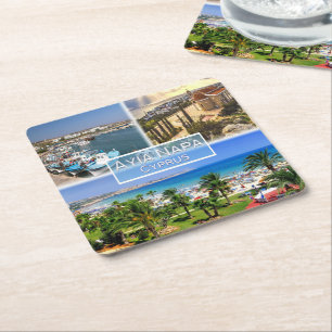 Dessous-de-verre Carré En Papier CY Chypre - Ayia Napa - Port - Panorama - Nelia