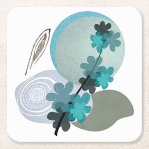 Dessous-de-verre Carré En Papier Cyan Boho