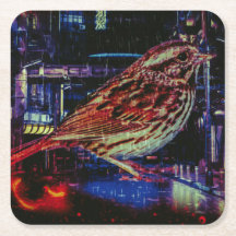 Cyberpunk Sparrow dans Neon Cityscape