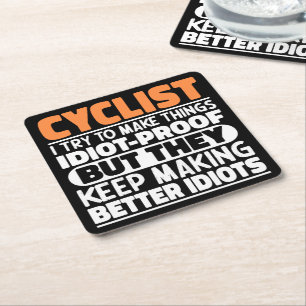 Dessous-de-verre Carré En Papier Cycliste J'Essaie De Rendre Les Choses Drôle Dit C