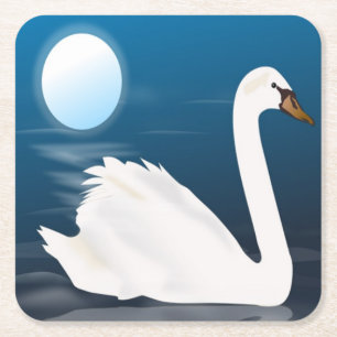 DESSOUS-DE-VERRE CARRÉ EN PAPIER CYGNE BLANC