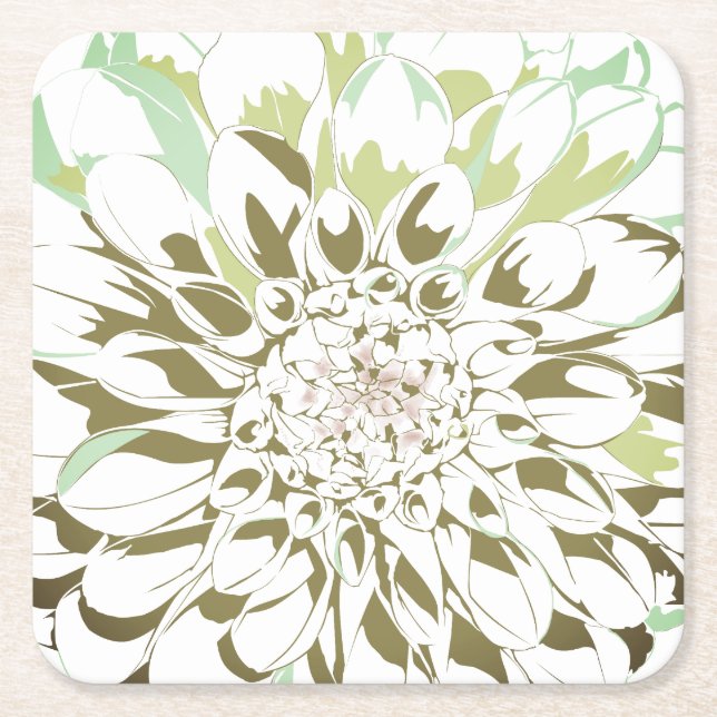 Dessous-de-verre Carré En Papier Dahlia flower paper coaster set (Devant)