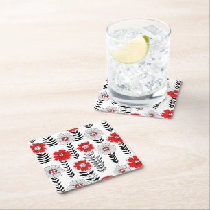 Dessous-de-verre Carré En Papier Daisy dooda en rouge et noir