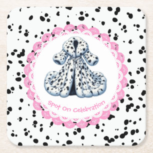 Dessous-de-verre Carré En Papier Dalmatie Imprimer Anniversaire Black and White p