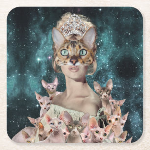 Dessous-de-verre Carré En Papier Dame du chat