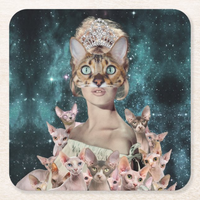 Dessous-de-verre Carré En Papier Dame du chat (Devant)