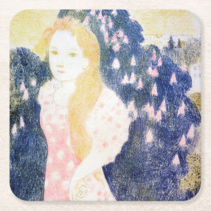 Dessous-de-verre Carré En Papier Dame en Robe rose, Maurice Denis