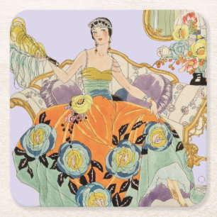 Dessous-de-verre Carré En Papier Dame festive Art Déco