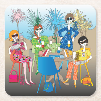 Dessous-de-verre Carré En Papier Dames de Mah Jongg Dragon Coasters