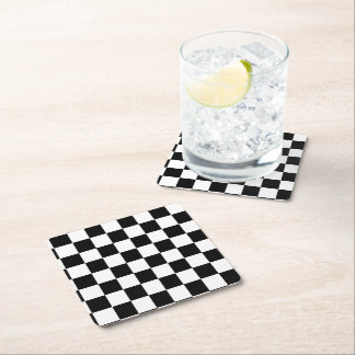 Dessous-de-verre Carré En Papier Damier années 50 Rétro course Noir & Blanc