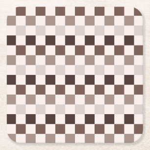 Dessous-de-verre Carré En Papier Damier Café au Lait