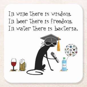 Dessous-de-verre Carré En Papier Dans Le Vin Il Y A La Sagesse Drôle Vin Dit