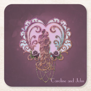 Dessous-de-verre Carré En Papier Dans l'Embrace du Coeur.