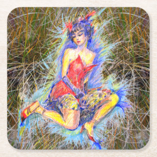 Dessous-de-verre Carré En Papier Danseur