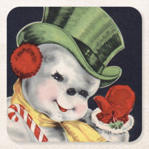 Dessous-de-verre Carré En Papier Dapper Christmas Snowman