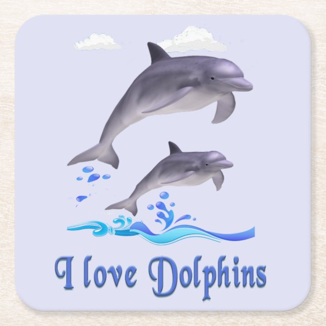 Dessous-de-verre Carré En Papier Dauphins (Devant)