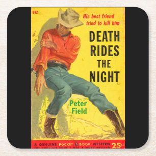 Dessous-de-verre Carré En Papier Death Rides La nuit couverture du livre de l'ouest