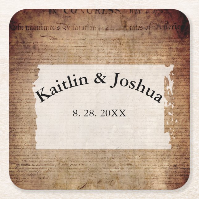 Dessous-de-verre Carré En Papier Déclaration d'indépendance 📜 Historique 1776 (Devant)