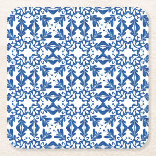 Dessous-de-verre Carré En Papier Décor en céramique Indigo Azulejos