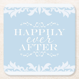 DESSOUS-DE-VERRE CARRÉ EN PAPIER DÉCOR POUR TABLE DE CUISINE HAPPILY EVER AFTER