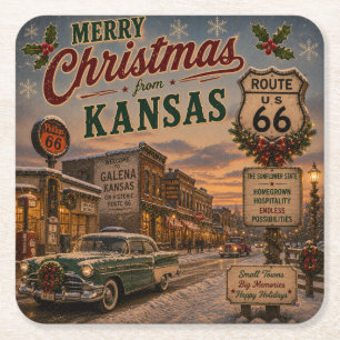 Dessous-de-verre Carré En Papier Décoration de boisson de vacances de la route 66 d