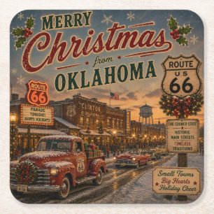 Dessous-de-verre Carré En Papier Décoration de boisson de vacances de la route 66 e