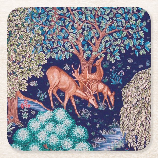 Dessous-de-verre Carré En Papier Deers dans The Forest, William Morris (Devant)