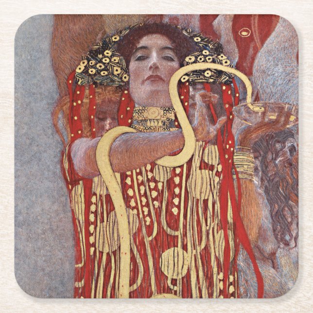 Dessous-de-verre Carré En Papier Déesse de la Santé, Hygiéie (Salus), Gustav Klimt (Devant)