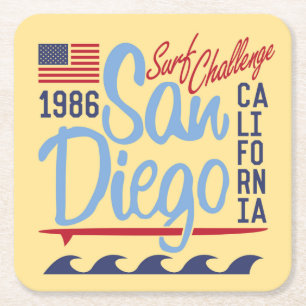 Dessous-de-verre Carré En Papier Défi 1986 de surf de San Diego