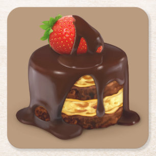 Dessous-de-verre Carré En Papier Délicieux gâteau à la crème glacée au chocolat