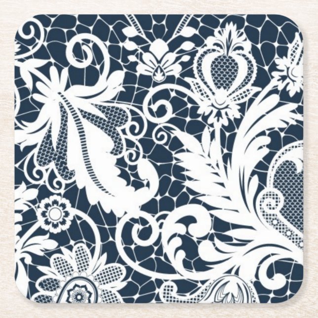 Dessous-de-verre Carré En Papier Dentelle blanche 2 (Devant)