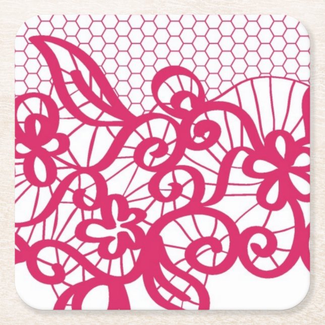 Dessous-de-verre Carré En Papier Dentelle rouge (Devant)